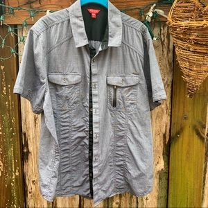Guess Los Angeles button down shirt size XL, color dark gray/black trim,